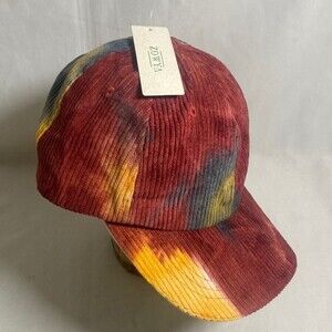 hippie corduroy tie dye maroon hat unisex adjustable adult winter boho lagen new